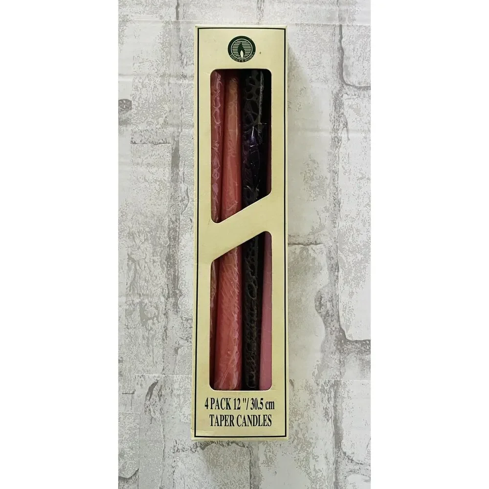Todays Home Classic Taper Pink and Purple Vintage Candles Set of 4 Retro -Flawed